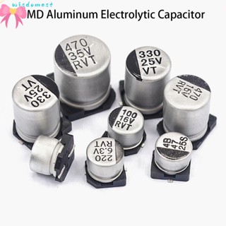 Wisdomest ตัวเก็บประจุอลูมิเนียม SMD 100UF 220UF 330UF 470UF 10V 16V 25V 35V 50V 400V 6.3V เป็น 100V 100 ชิ้น