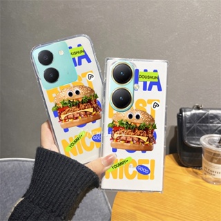 ขายดี เคสโทรศัพท์มือถือแบบนิ่ม TPU กันกระแทก ลายแฮมเบอร์เกอร์ เฟรนช์ฟรายส์ สําหรับ VIVO Y27 Y78 Y77 Y76 Y36 Y35 Y22 Y22S Y16 Y02T Y02A Y02 V27 V27E V25 Pro V25E V23 V23E 4G 5G