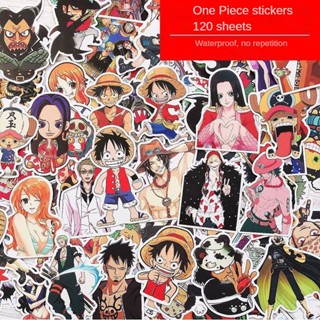 สติกเกอร์ ลายการ์ตูนลูฟี่ One Piece สําหรับตกแต่งกระเป๋าเดินทาง คอมพิวเตอร์ diy จํานวน 120 ชิ้น