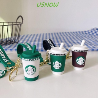 Usnow พวงกุญแจ จี้การ์ตูน Starbucks ชานม สีเขียว สําหรับตกแต่งกระเป๋า