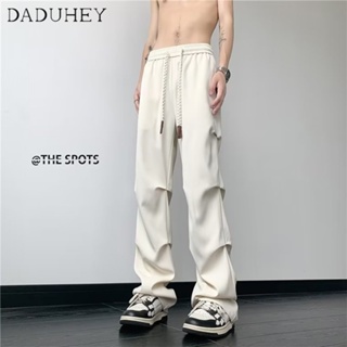 DaDuHey🔥 Mens Summer New Straight Casual Pants Fashion Brand Loose Wide Leg Track Pants
