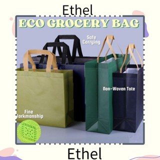 Ethel1 กระเป๋าโท้ท ไม่ทอ ใช้ซ้ําได้ พร้อมหูหิ้ว สีเขียว สีฟ้า กระเป๋าถือ Ecobag