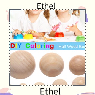 Ethel1 ลูกปัดไม้ แบบครึ่งวงกลม DIY อุปกรณ์เสริม สําหรับทําเครื่องประดับ