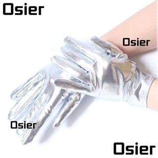 Osier1 ถุงมือหนังข้อสั้น สไตล์โกธิค พังก์ โกธิค สีเงิน สีทอง เหมาะกับการแสดงบนเวที ฮาโลวีน