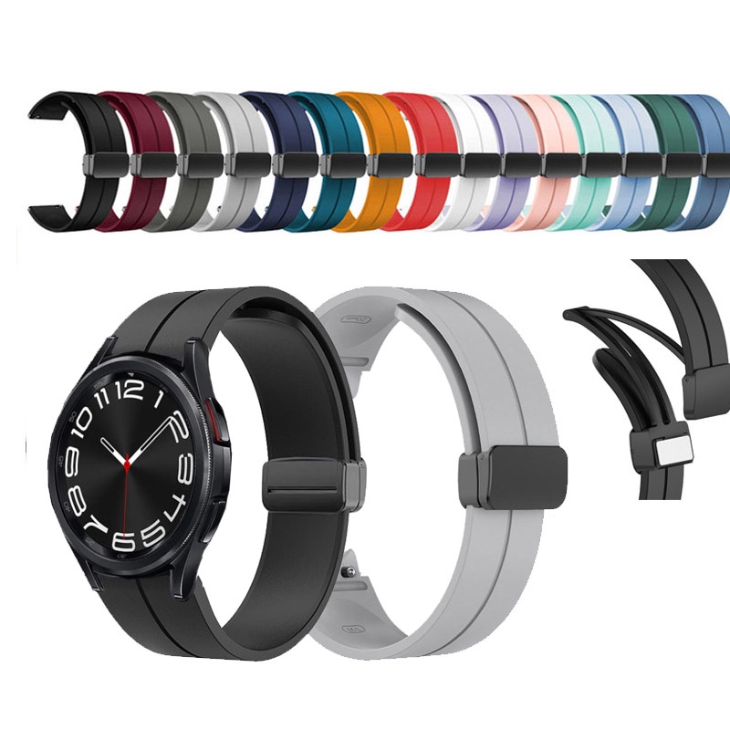 สายนาฬิกาข้อมือซิลิโคน หัวเข็มขัดแม่เหล็ก สําหรับ Samsung Galaxy Watch 6 40/44 มม. Galaxy Watch 6 Classic 43 มม. 47 มม.
