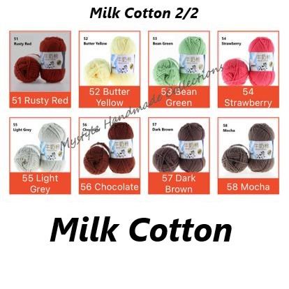 ผ้าฝ้ายนม YARN 2/2 50g 5ply Benang ผ้าฝ้ายนมถักเส้นด้ายเรียบเส้นด้ายนุ่มเส้นด้ายโครเชต์ Bang Kait DI