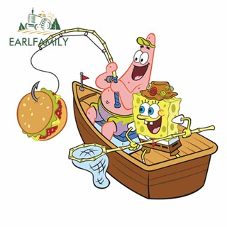 Earlfamily สติกเกอร์ไวนิล ลาย Spongebob and Pie Star Fish Burger ขนาด 13 ซม. x 11.2 ซม. สําหรับติดตกแต่งหน้าต่างรถยนต์ VAN