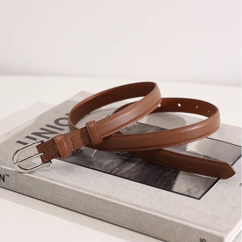 PL-022 ❤️แบรนด์LULU❤️ เข็มขัดหนังPUเกรดพรีเมียม อะไหล่เงิน หุ้มหนังทั้งเส้น - รูปที่ 4