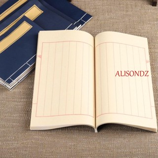 Alisondz หนังสือเขียนด้วยมือ โบราณ นุ่ม ผูกพัน แนวตั้ง ลายทาง การประดิษฐ์ตัวอักษร ฝึกเขียนพู่กัน สไตล์จีน กระดาษ Xuan