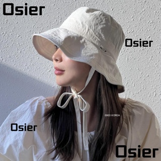 Osier1 หมวกบังแดด เชือกผูก แบบบาง กันแดด สีพื้น สไตล์ชาวประมง สําหรับกลางแจ้ง