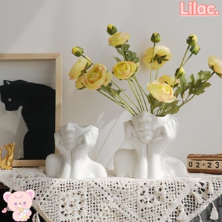 Lilac แจกันเซรามิค แจกันดอกไม้ แนวตั้ง สีขาวสว่าง สําหรับเด็กผู้หญิง