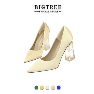 %Bigtreeรองเท้าส้นสูงผ้าซาติน10ซม.สีพื้นแฟชั่นเซ็กซี่2993-18OYB