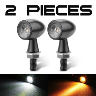 ⚡NEW 8⚡Turn Signal Lights LED Lamps Mini Motorcycle 12V Amber+White Accessories