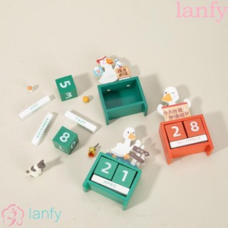 Lanfy ปฏิทินนับถอยหลัง แบบไม้ รูปเป็ดนําโชค ปรับได้ สําหรับตั้งโต๊ะ