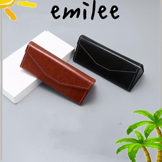 Emilee แว่นตากันแดด หนัง PU ทรงสามเหลี่ยม พับได้ กันน้ํา สีพื้น สําหรับผู้ชาย