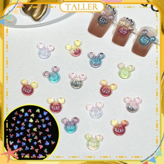 ✧Ready Stcok 50pcs Nail Art Luminous Mickey Jewelry Gradient Color M Bean Alphabet Beads Resin Nail Decoration Manicure Tool For Nail Shop TALLER