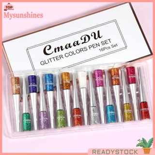 ❥Mysunshines❤ ชุดปากกาอายไลเนอร์ เนื้อลิขวิด กลิตเตอร์ กันน้ํา สีสันสดใส 16 ชิ้น