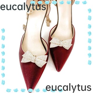 Eucalytus1 คลิปหัวเข็มขัด ประดับโบว์คริสตัล พลอยเทียม ถอดออกได้ สําหรับตกแต่งรองเท้าเจ้าสาว 1 ชิ้น