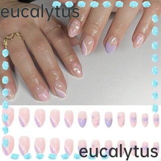 Eucalytus1 เล็บปลอม DIY สไตล์ฝรั่งเศส 24 ชิ้น