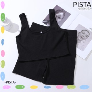 PISTA ชุดเสื้อครอป เอวสูง เหมาะกับใส่เล่นโยคะ ออกกําลังกาย สําหรับผู้หญิง จํานวน 2 ชิ้น