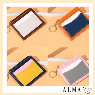 Alma กระเป๋าสตางค์แฟชั่น ใบเล็ก มีซิป สีพื้น สําหรับใส่บัตรเครดิต