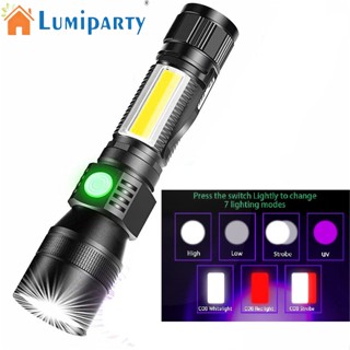 Lumiparty ไฟฉาย Cob 1800 Lumens 7 ระดับ ชาร์จ Usb Ipx45 กันน้ํา ซูมได้