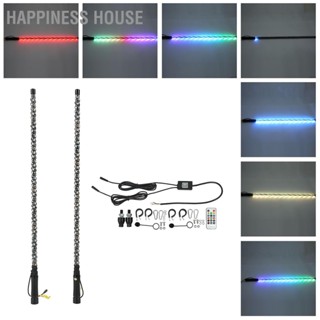 Happiness House ไฟแส้ LED 3 ฟุต 2 ชิ้นพร้อมเสาธงสี RGB APP ควบคุมไฟแส้ไล่สำหรับ UTV ATV รถบรรทุกเรือ 12-24V