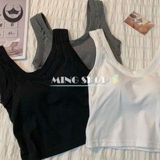 Ming เสื้อชั้นในสตรี แขนกุด สีพื้น แนวเกาหลี รับลมร้อน รัดรูป