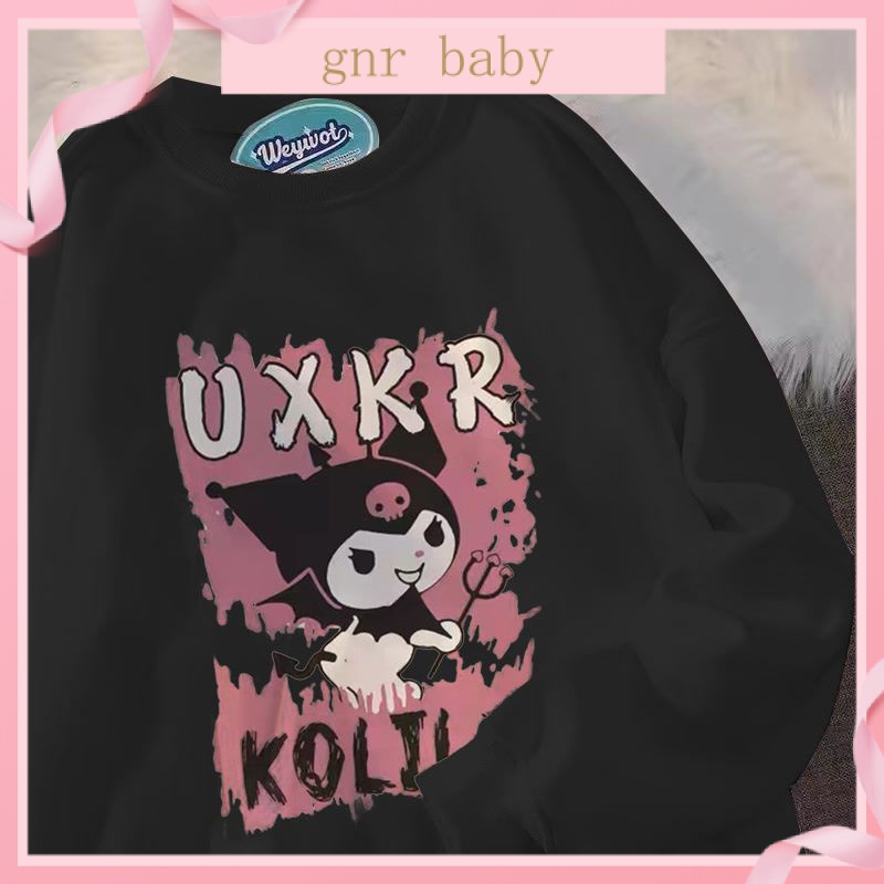 GNR BABY เสื้อแจ็กเก็ตกันหนาวลําลอง แขนยาว คอกลม ทรงหลวม ลายการ์ตูนคุรุมิ สําหรับเด็กผู้หญิง อายุ 3-12 ปี
