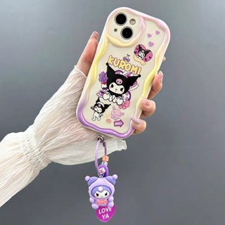 เคสโทรศัพท์มือถือ ซิลิโคนนิ่ม กันกระแทก ลาย Kuromi Same Series พร้อมจี้ห้อย สีครีม สําหรับ Iphone 11 12 13 14 Pro Max 6 6S 7 8 Plus X XS Max XR SE 2022 12 Mini