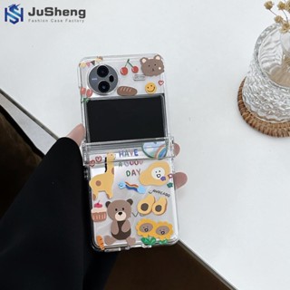 Jusheng เคสโทรศัพท์มือถือ แบบฝาพับ ลายกระต่าย หมี แฟชั่น สามชิ้น สําหรับ vivo X