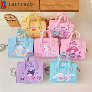 Lacyeszb Kuromi กระเป๋าถือ กระเป๋าสตางค์ กระเป๋าใส่เหรียญ หนัง PU มีซิป ลาย Cinnamoroll ลิปสติก น่ารัก สําหรับผู้หญิง