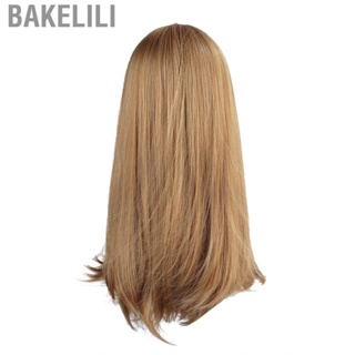 Bakelili Gold 60cm Long  Wig Synthetic Elasticity Fiber Fake For