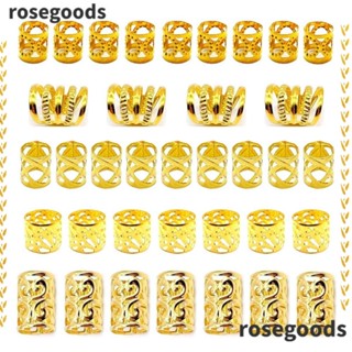 Rosegoods1 กิ๊บติดผมถักเปีย ประดับลูกปัดเดรดล็อก แบบเกลียว ปรับได้ สกปรก สไตล์ชนเผ่า