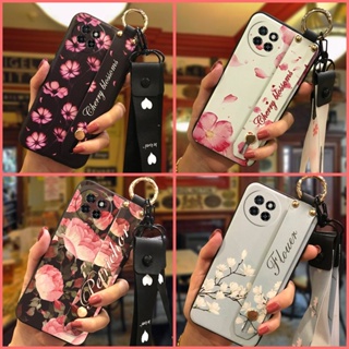 Dirt-resistant Back Cover Phone Case For Itel S23/S665L Phone Holder Anti-dust Wrist Strap Anti-knock Flower Lanyard Durable