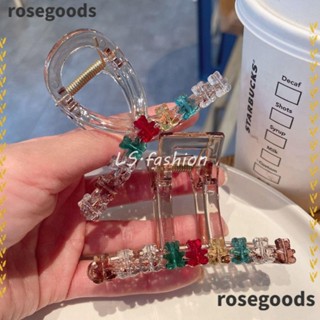 Rosegoods1 กิ๊บติดผม รูปหัวหมี ประดับคริสตัล เครื่องประดับ สําหรับผู้หญิง