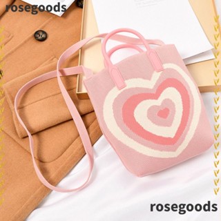 Rosegoods1 กระเป๋าสะพายไหล่ กระเป๋าถือ สะพายข้าง แฮนด์เมด ลายเรขาคณิต พร้อมสายโซ่คล้อง