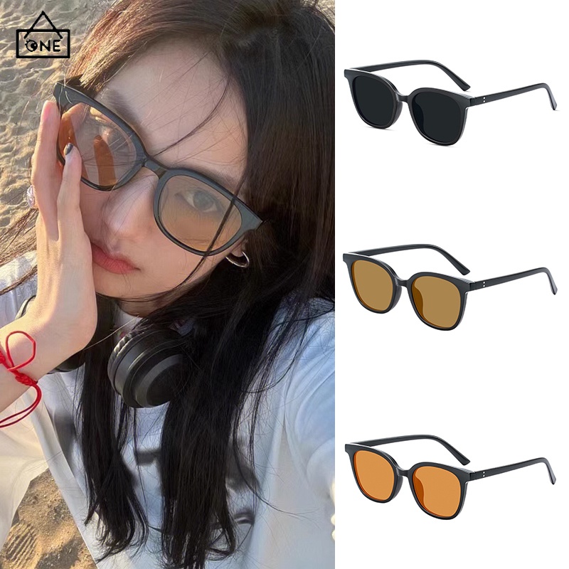 COD แว่นตากันแดดกรอบกลมสีดำย้อนยุคUV400ป้องกันรังสียูวีแฟชั่นสไตล์เกาหลีแว่นกรองแสงสำหรับผู้ชายและผู้หญิง-a.one