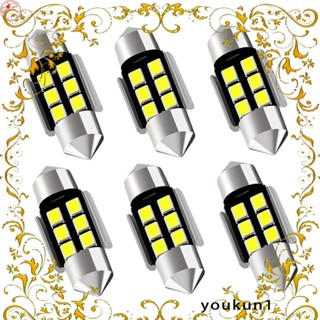 Festoon หลอดไฟซีนอน LED 6000K 6SMD สว่างมาก สีขาว สําหรับติดตกแต่งภายในประตู YK1TH