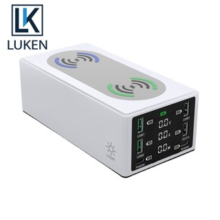 Luken ที่ชาร์จโทรศัพท์ไร้สาย 150W USB Type C PD Qi ชาร์จเร็ว 4.0 3.0 USB สําหรับ IPh 14 13 MacBook Samsung