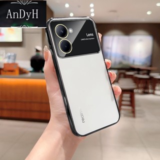 Andyh เคสโทรศัพท์มือถือแบบนิ่ม TPU ใส กันรอยกล้อง ชุบไฟฟ้า สําหรับ Realme C33