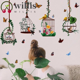 Willis สติกเกอร์กรงนก ลายผีเสื้อน่ารัก มีกาวในตัว กันน้ํา ลอกออกได้ สําหรับติดตกแต่งผนังบ้าน 4 ชิ้น ต่อชุด