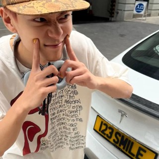51OX STUSSY top Edition 22FW geometric pattern handwritten letters large s printing graffiti short sleeve T-shirt summer loose