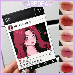 Abpopa Beauty HERORANGE ลิปกลอส เนื้อแมตต์ ให้ความชุ่มชื้น ติดทนนาน 5 ชิ้น ต่อชุด