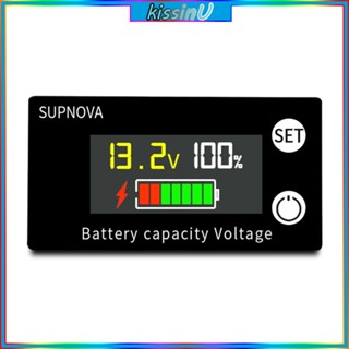 Kiss เครื่องวัดความจุแบตเตอรี่ มัลติมิเตอร์ โวลต์มิเตอร์ 8-100V หน้าจอ LCD กันน้ํา