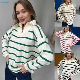 【HODRD】Sweet Comfortable Long-Sleeved Striped Soft Women Fashion Loose Sweater Tops【Fashion】