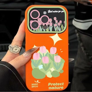 เคสโทรศัพท์มือถือนิ่ม ลายดอกทิวลิป สไตล์โรแมนติก สําหรับ Apple Iphone 14promax 13pro 12 11 7p MZZX