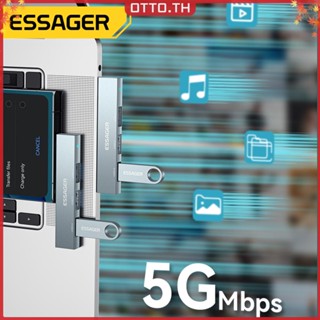 ✾ออตโต้✤【คุณภาพสูง】 Essager ฮับ USB แบบพกพา อุปกรณ์เสริม สําหรับคอมพิวเตอร์ แท็บเล็ต โทรศัพท์ #