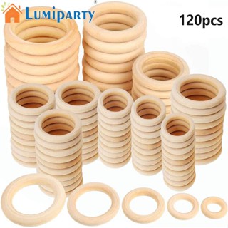 Lumiparty แหวนไม้ธรรมชาติ ทรงกลม 5 ขนาด สําหรับทําเครื่องประดับ 120 ชิ้น