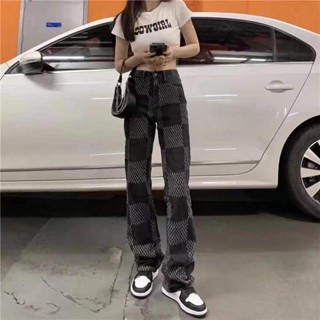 Solenne  กางเกงขายาว กางเกงยีสน์ผู้หญิง ทรงหลวม ๆ ตรง Retro Hip Hop Pants 2023 NEW Style  สไตล์เกาหลี Korean Style Stylish Chic A97L86Z 36Z230909